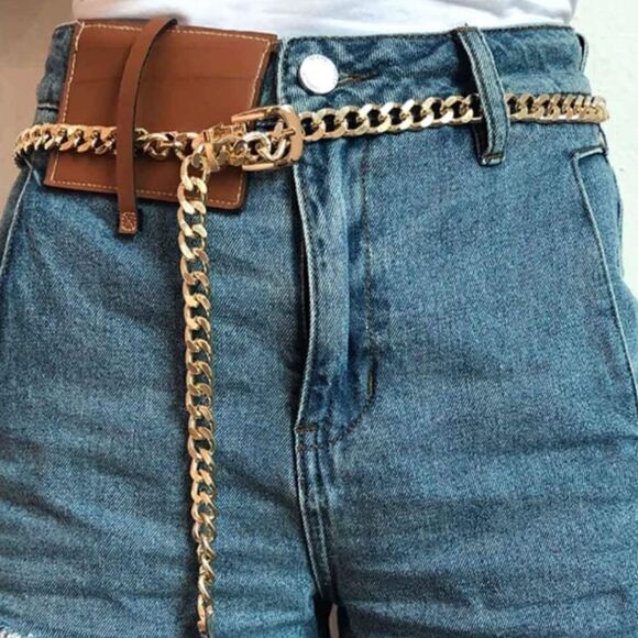 Gold Colored Chain Belt  - Picture 1 of 7